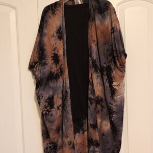 Mauve long open front cardigan size small